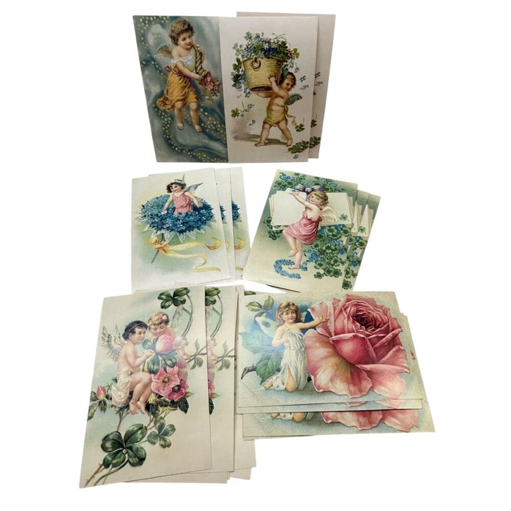 1997 Flower Fairy Postcard Set of 20 Created from Antique Lithograph 5.5" x 3.5"